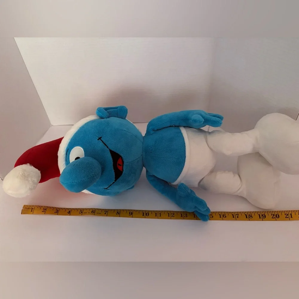 Macys Christmas Holiday 2010 Sitting Smurf Plush w/ Santa Hat Stuffed Animal.
